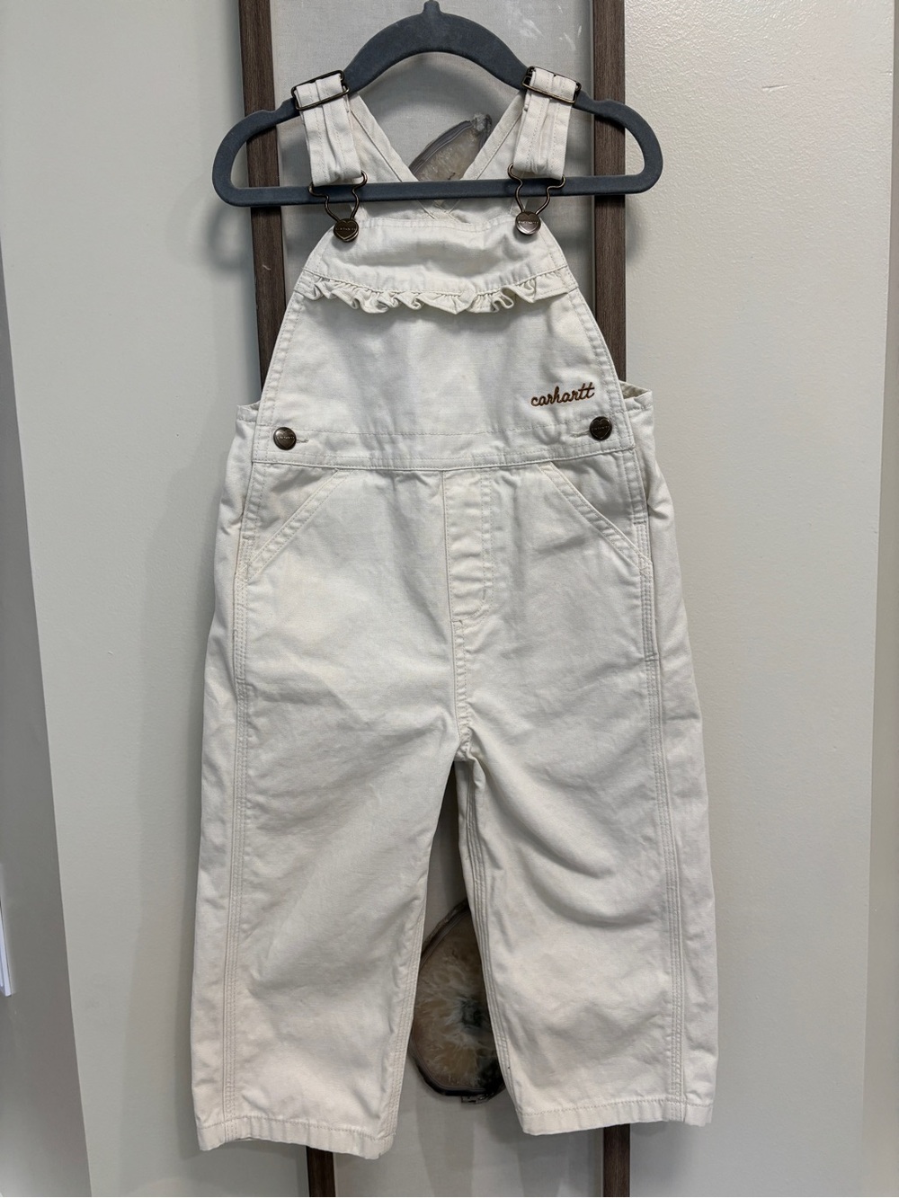 Carhartt Cream Girls' Ruffle Bib Overalls